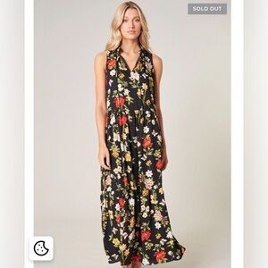 Sugarlips 2X Willa Split Neck Tiered Multicolor Floral Maxi Dress Lined NWOT
